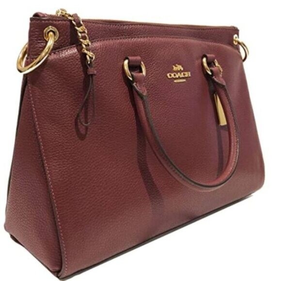 COACH F77884 Pebbled Leather Mia Satchel, IM/Wine - Picture 2 of 7